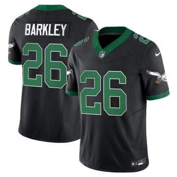 Personalized Men’s Philadelphia Eagles #26 Saquon Barkley Black 2023 F.U.S.E. Untouchable Throwback Stitched Football Jersey