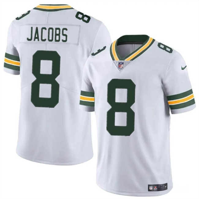 Personalized Men’s Green Bay Packers #8 Josh Jacobs White Limited Stitched Football Jersey