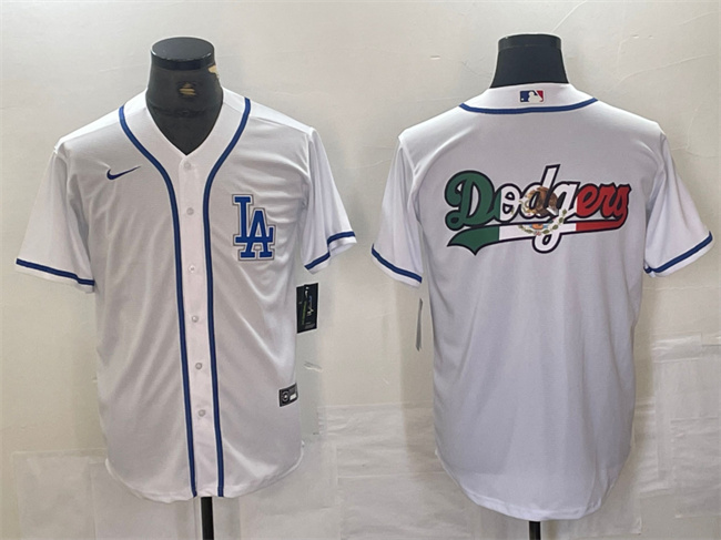 Personalized Men’s Los Angeles Dodgers Team Big Logo White Cool Base Stitched Baseball Jersey
