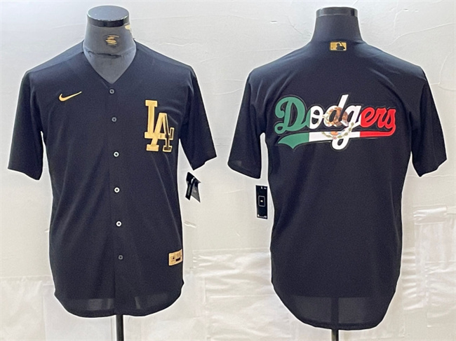 Personalized Men’s Los Angeles Dodgers Team Big Logo Black Cool Base Stitched Baseball Jerseys