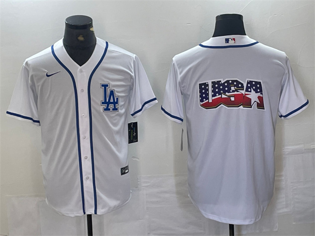 Personalized Men’s Los Angeles Dodgers Team Big Logo White Cool Base Stitched Baseball Jerseys