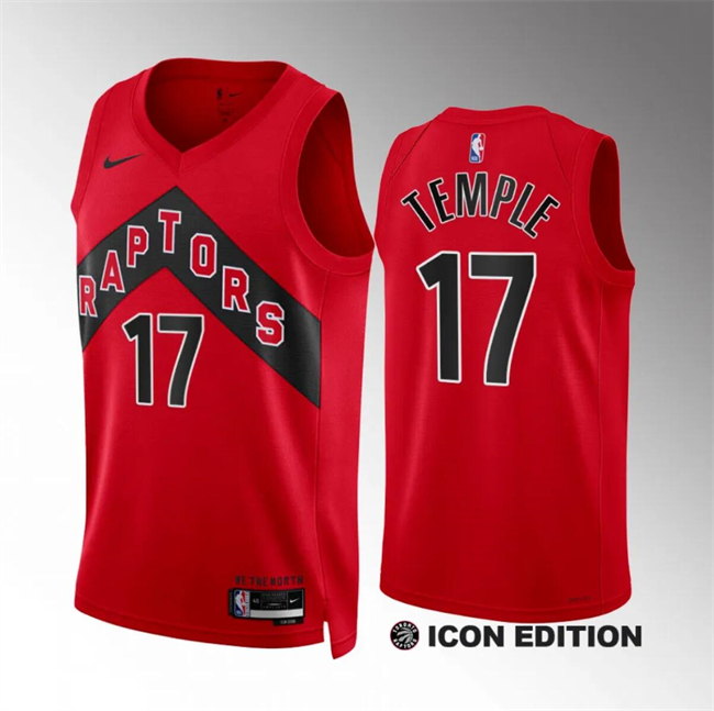 Personalized Men’s Toronto Raptors #17 Garrett Temple Red Icon Edition Stitched Basketball Jersey