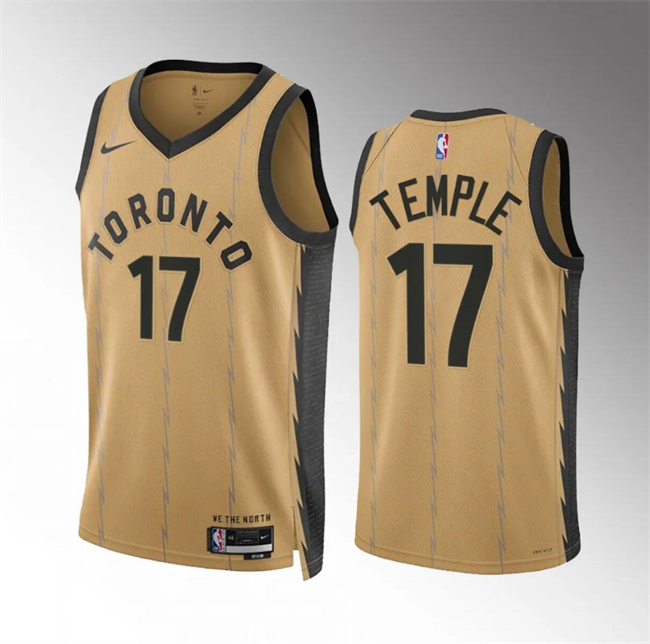Personalized Men’s Toronto Raptors #17 Garrett Temple Gold 2023 24 City Edition Stitched Basketball Jersey
