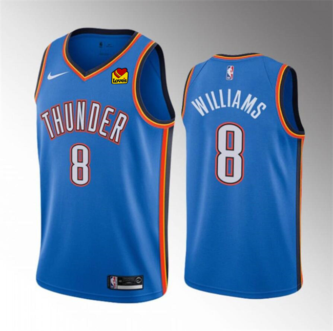Personalized Men’s Oklahoma City Thunder #8 Jalen Williams Blue Icon Edition Stitched Basketball Jersey