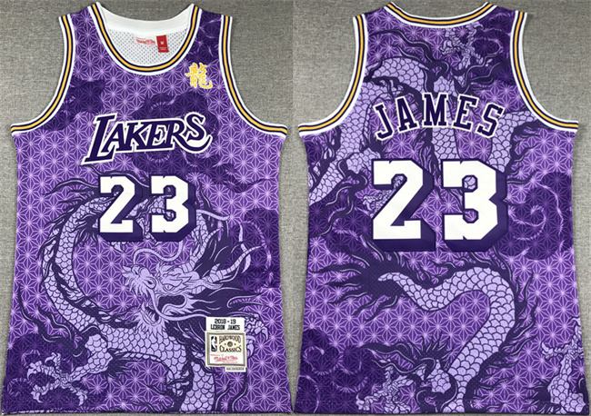 Personalized Men’s Los Angeles Lakers #23 LeBron James Purple 2018-19 Throwback Basketball Jersey