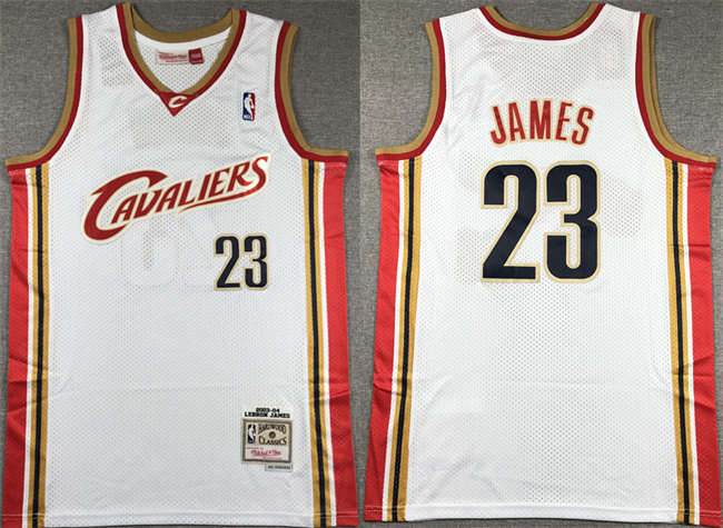 Personalized Men’s Cleveland Cavaliers #23 LeBron James White 2003-04 Throwback Stitched Jersey