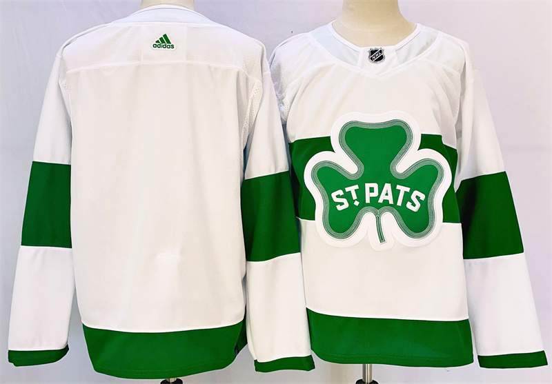 Personalized Men’s Toronto Maple Leafs White Blank St Patricks Authentic Jersey