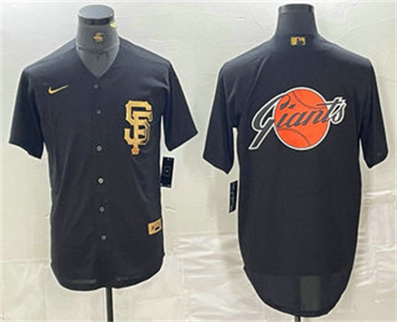 Personalized Men’s San Francisco Giants Team Big Logo Black Gold Cool Base Stitched Baseball Jerseys