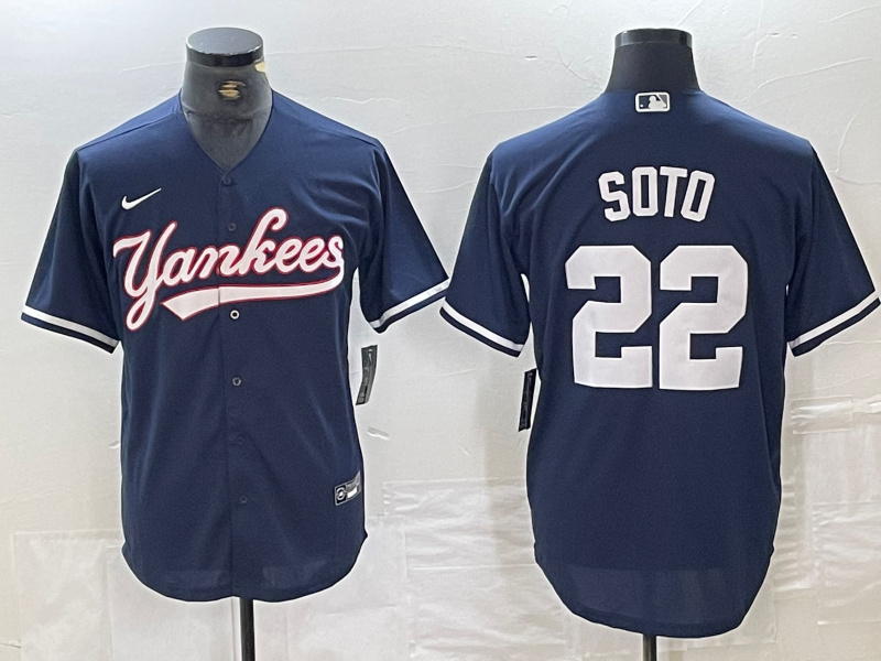Personalized Men’s New York Yankees #22 Juan Soto Navy Cool Base Stitched Baseball Jersey