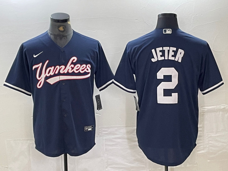 Personalized Men’s New York Yankees #2 Derek Jeter Navy Cool Base Stitched Baseball Jersey