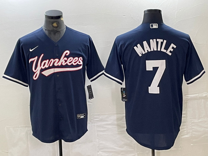 Personalized Men’s New York Yankees #7 Mickey Mantle Navy Cool Base Stitched Baseball Jersey