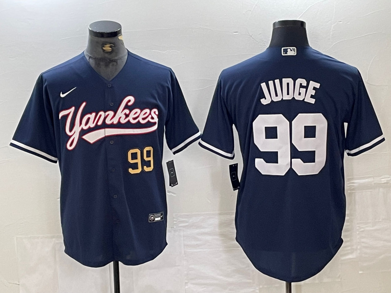 Personalized Men’s New York Yankees #99 Aaron Judge Number Navy Cool Base Stitched Baseball Jersey