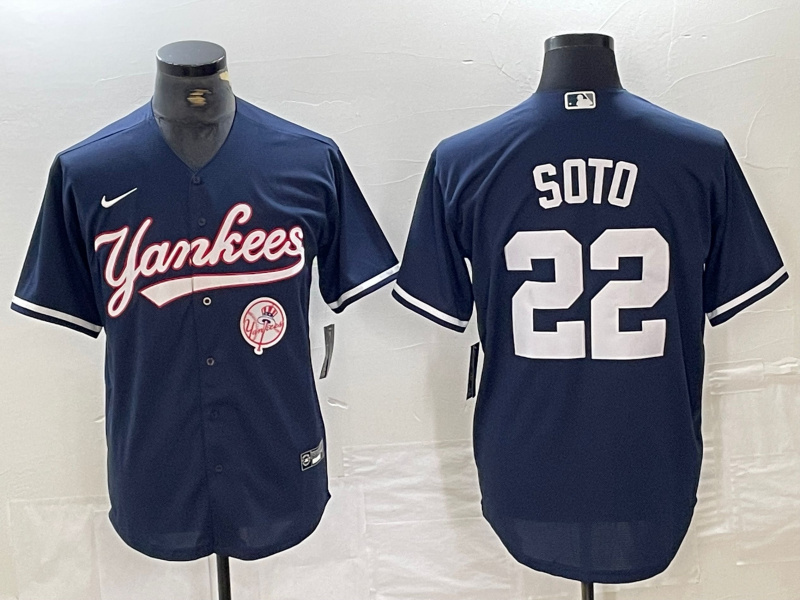 Personalized Men’s New York Yankees #22 Juan Soto Navy With Patch Cool Base Stitched Baseball Jersey