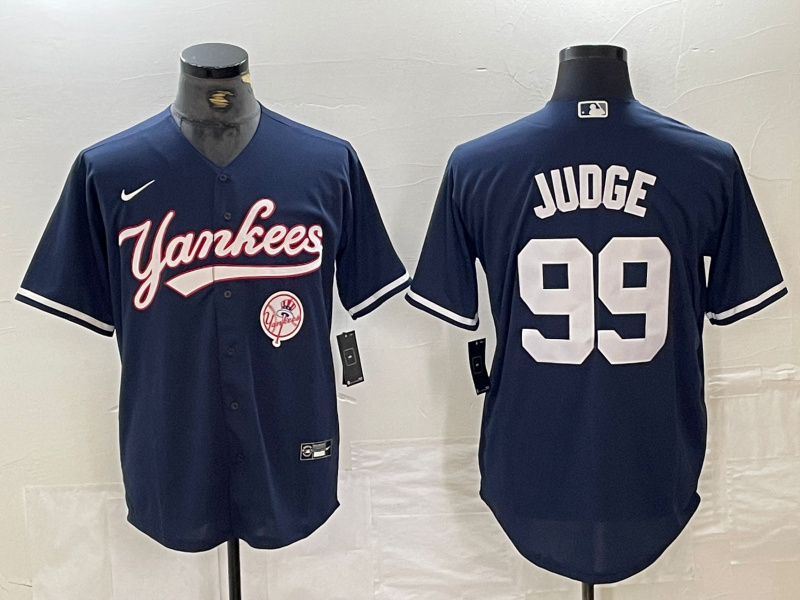 Personalized Men’s New York Yankees #99 Aaron Judge Navy With Patch Cool Base Stitched Baseball Jersey