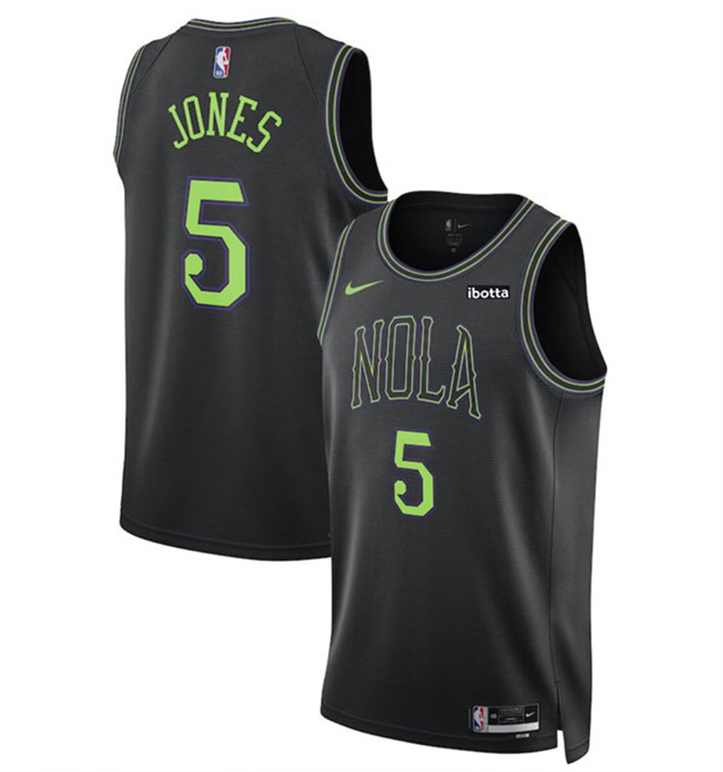 Personalized Men’s New Orleans Pelicans #5 Herbert Jones Black 2023-24 City Edition Stitched Basketball Jersey