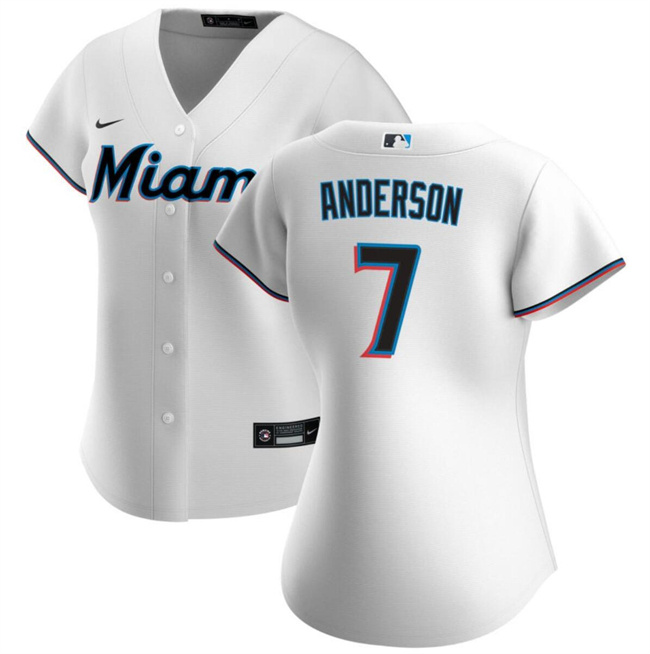 Personalized Women’s Miami Marlins #7 Tim Anderson White Cool Base Stitched Baseball Jersey