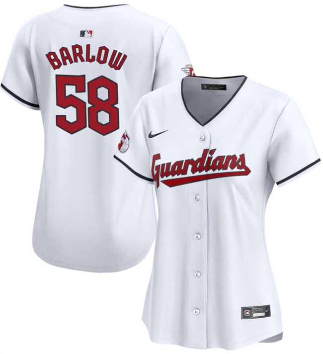 Personalized Women’s Cleveland Guardians #58 Scott Barlow White Stitched Baseball Jersey(Run Small)