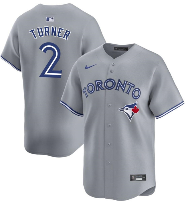 Personalized Men’s Toronto Blue Jays #2 Justin Turner Grey Away Limited Stitched Jersey