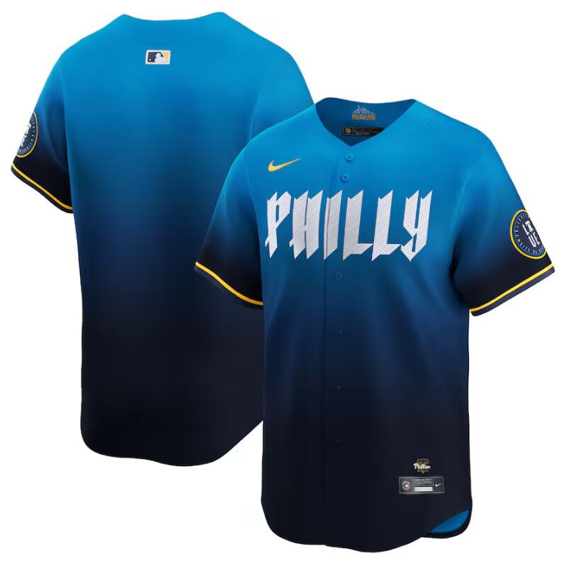 Personalized Men’s Philadelphia Phillies Blank Blue 2024 City Connect Limited Stitched Jersey