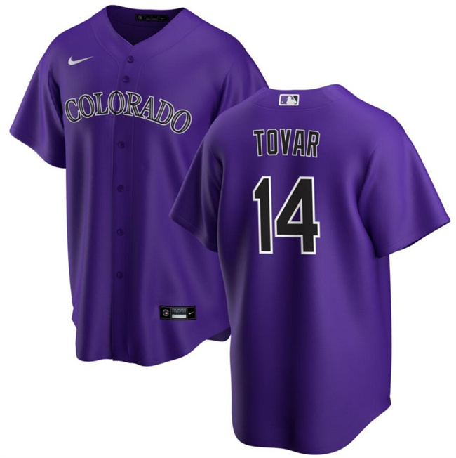 Personalized Men’s Colorado Rockies #14 Ezequiel Tovar Purple Cool Base Stitched Baseball Jersey