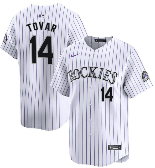 Personalized Men’s Colorado Rockies #14 Ezequiel Tovar White Home Limited Stitched Baseball Jersey