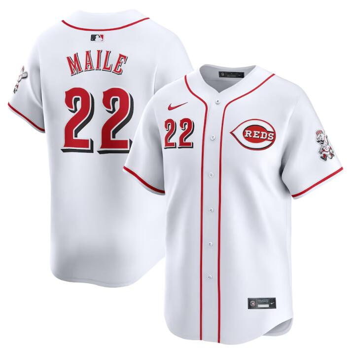 Personalized Men’s Cincinnati Reds #22 Luke Maile White Home Limited Stitched Baseball Jersey