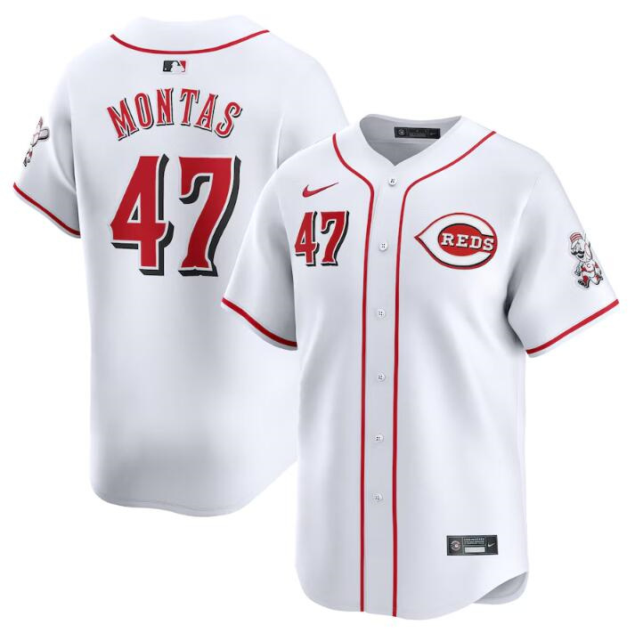 Personalized Men’s Cincinnati Reds #47 Frankie Montas White Home Limited Stitched Baseball Jersey