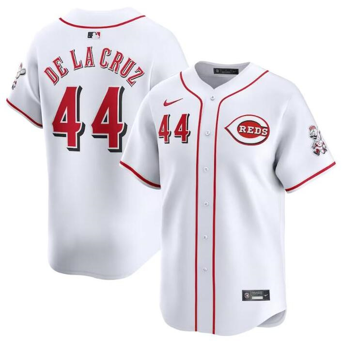 Personalized Men’s Cincinnati Reds #44 Elly De La Cruz White Home Limited Stitched Baseball Jersey