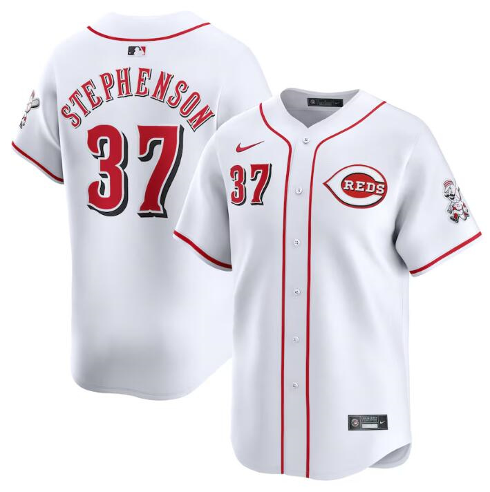 Personalized Men’s Cincinnati Reds #37 Tyler Stephenson White Home Limited Stitched Baseball Jersey