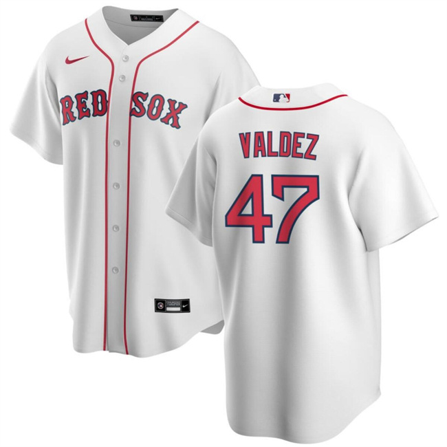 Personalized Men’s Boston Red Sox #47 Enmanuel Valdez White Cool Base Stitched Baseball Jersey