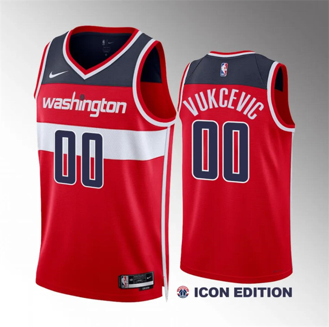 Personalized Men’s Washington Wizards #00 Tristan Vukcevic Red Icon Edition Stitched Basketball Jersey