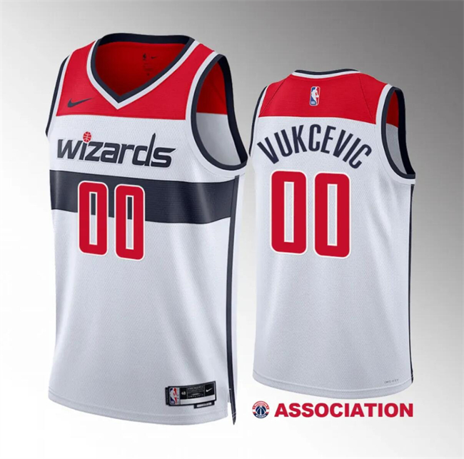 Personalized Men’s Washington Wizards #00 Tristan Vukcevic White Association Edition Stitched Basketball Jersey