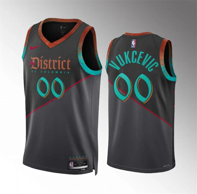 Personalized Men’s Washington Wizards #00 Tristan Vukcevic Black 2023 24 City Edition Stitched Basketball Jersey