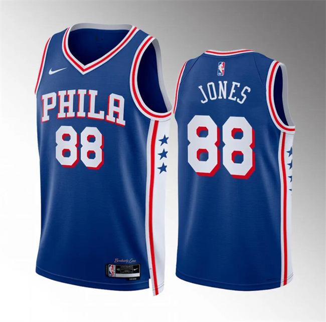 Personalized Men’s Philadelphia 76ers #88 Kai Jones Royal Icon Edition Stitched Jersey