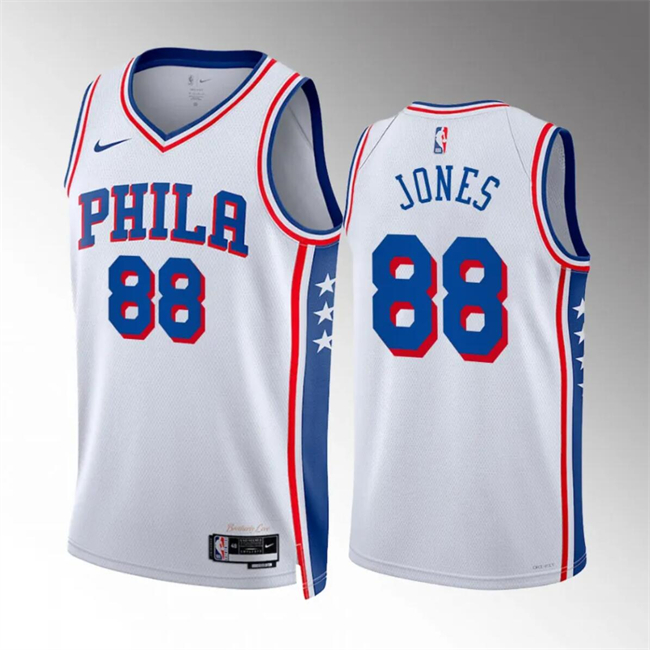 Personalized Men’s Philadelphia 76ers #88 Kai Jones White Association Edition Stitched Jersey