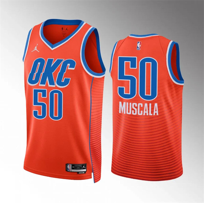 Personalized Men’s Oklahoma City Thunder #50 Mike Muscala Orange Statement Edition Stitched Basketball Jersey