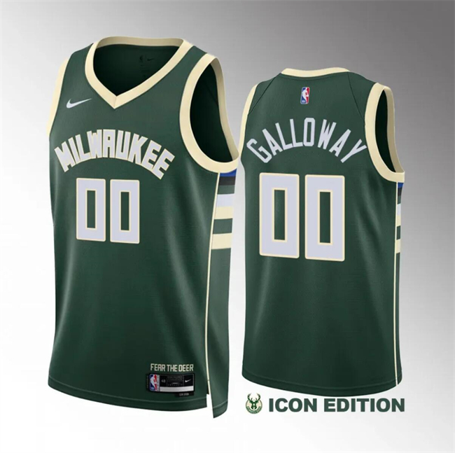 Personalized Men’s Milwaukee Bucks #00 Jaylin Galloway Green Icon Edition Stitched Basketball Jersey