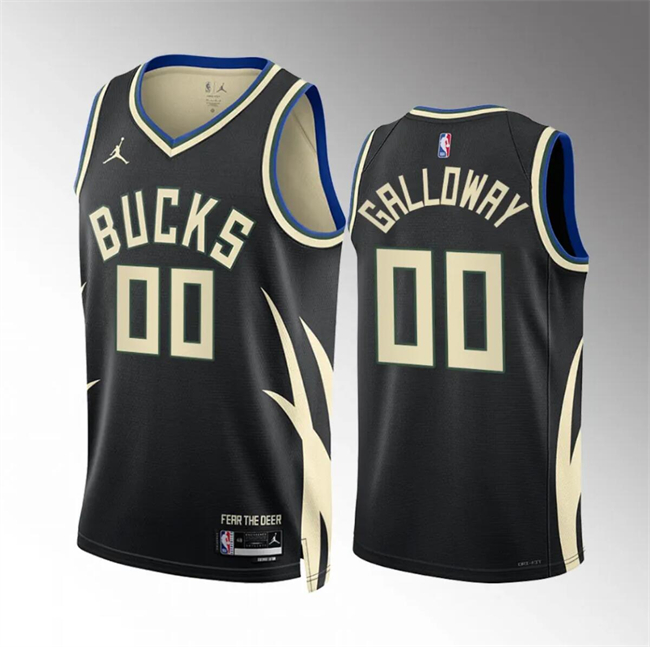 Personalized Men’s Milwaukee Bucks #00 Jaylin Galloway Black Statement Edition Stitched Basketball Jersey