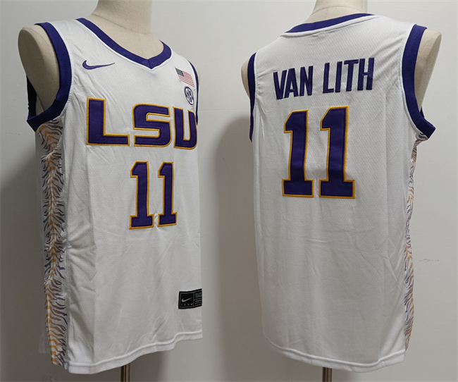 Personalized Men’s LSU Tigers #11 Hailey Van Lith White Stitched Jersey