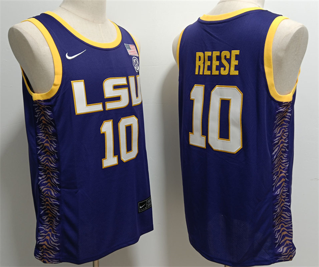 Personalized Men’s LSU Tigers #10 Angel Reese Purple Stitched Baseball Jersey