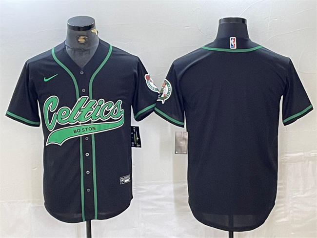 Personalized Men’s Boston Celtics Blank Black Stitched Baseball Jersey