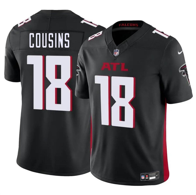 Personalized Youth Atlanta Falcons #18 Kirk Cousins Black 2023 F.U.S.E. Untouchable Limited Stitched Football Jersey