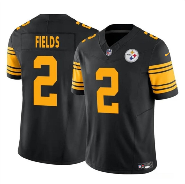 Personalized Men’s Pittsburgh Steelers #2 Justin Fields Black 2024 F.U.S.E. Color Rush Limited Stitched Jersey