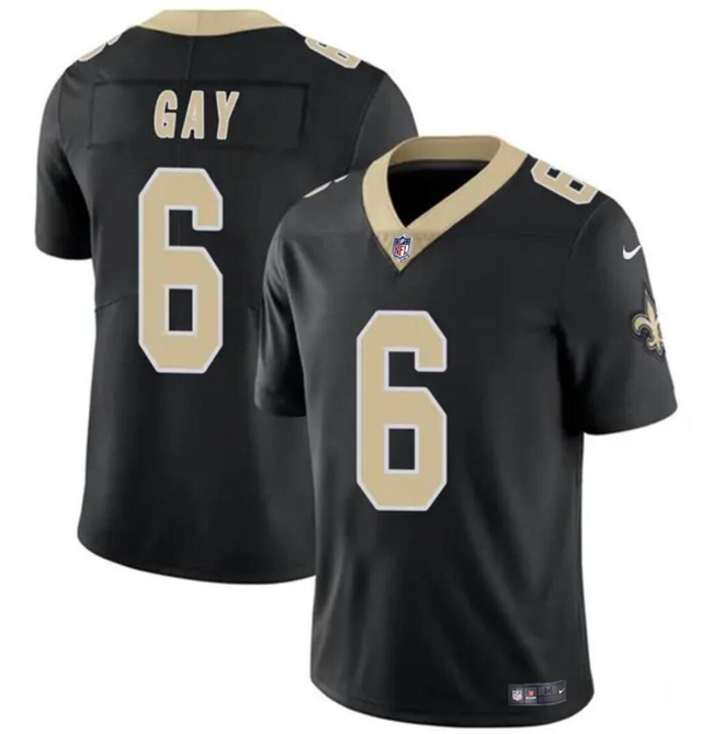 Personalized Men’s New Orleans Saints #6 Willie Gay Black Limited Stitched Football Jersey