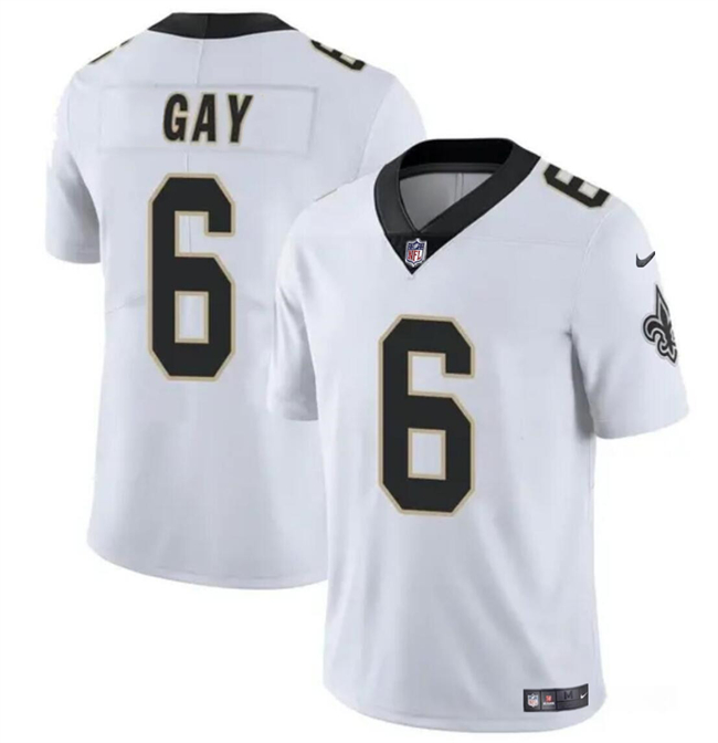 Personalized Men’s New Orleans Saints #6 Willie Gay White Limited Stitched Football Jersey