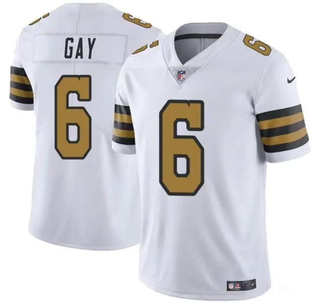 Personalized Men’s New Orleans Saints #6 Willie Gay White Color Rush Limited Stitched Football Jersey