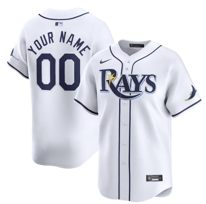 Personalized Men’s Tampa Bay Rays Active Player White Home Limited Stitched Baseball Jersey