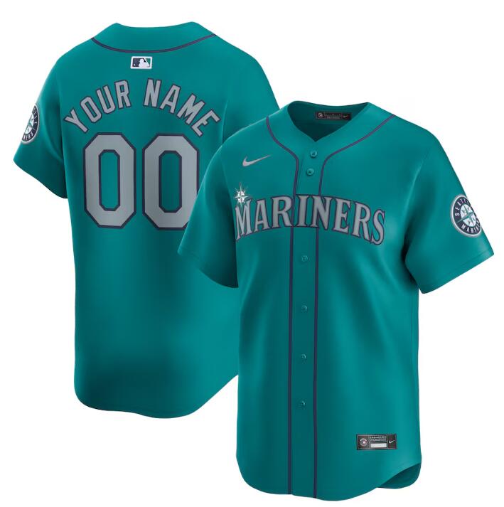Personalized Men’s Seattle Mariners Active Player Aqua Alternate Limited Stitched Jersey