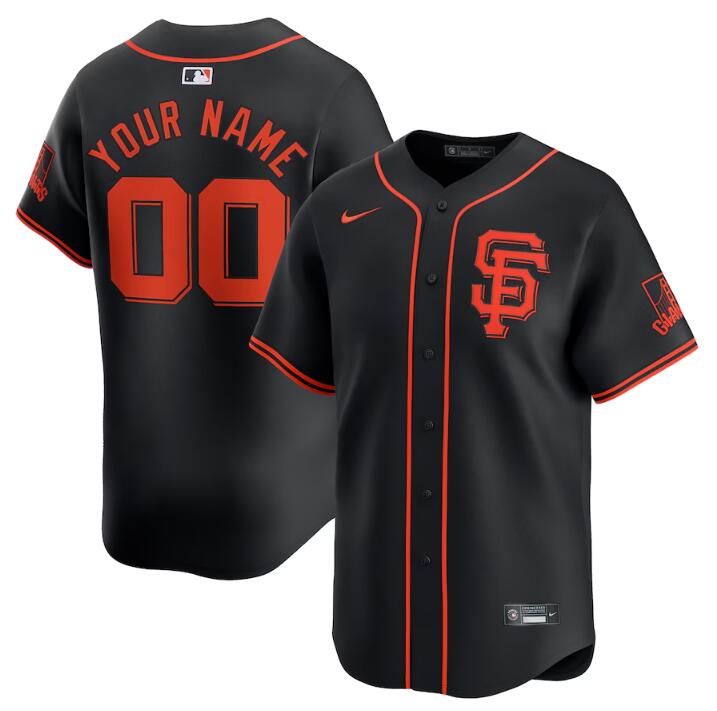Personalized Men’s San Francisco Giants Active Player Black 2024 Alternate Limited Stitched Baseball Jersey
