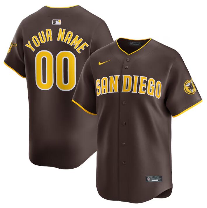 Personalized Men’s San Diego Padres Active Player Brown 2024 Away Limited Stitched Baseball Jersey